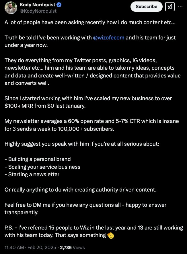 Kody Nordquist — scaled to $100K MRR from $0