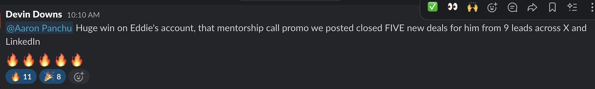 5 new deals closed from 9 leads — X & LinkedIn